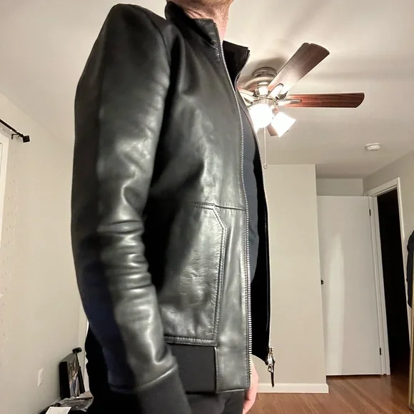 Reiss Black Leather Jacket - Picture 2 of 7